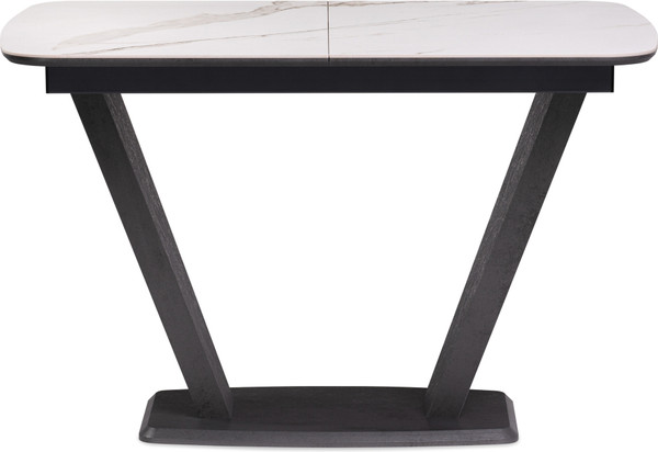 Изображение товара Обеденный стол Woodville Петир 120/160х80х75 (белый мрамор/графит/темный камень)