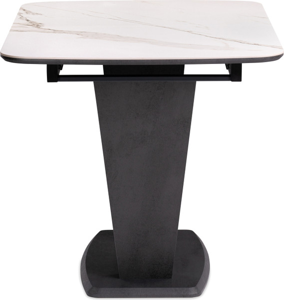 Изображение товара Обеденный стол Woodville Петир 120/160х80х75 (белый мрамор/графит/темный камень)