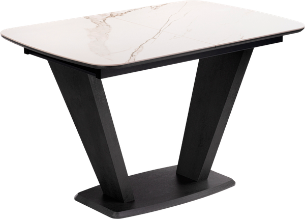 Изображение товара Обеденный стол Woodville Петир 120/160х80х75 (белый мрамор/графит/темный камень)