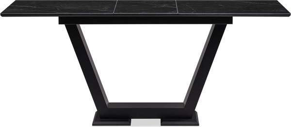 Изображение товара Обеденный стол Woodville Иматра 140/180х80х76 (черный мрамор/черный кварц)