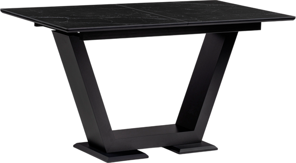Изображение товара Обеденный стол Woodville Иматра 140/180х80х76 (черный мрамор/черный кварц)