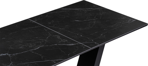 Изображение товара Обеденный стол Woodville Иматра 140/180х80х76 (черный мрамор/черный кварц)