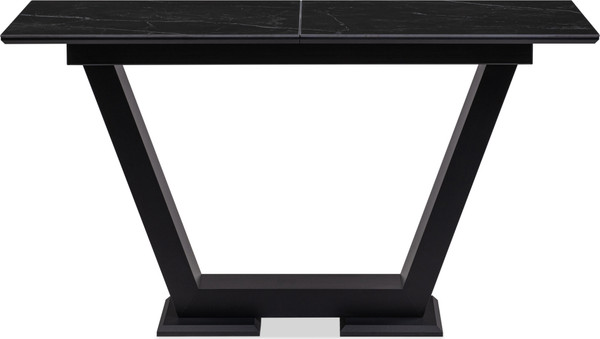 Изображение товара Обеденный стол Woodville Иматра 140/180х80х76 (черный мрамор/черный кварц)