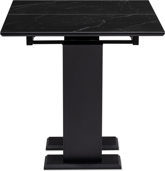 Изображение товара Обеденный стол Woodville Иматра 140/180х80х76 (черный мрамор/черный кварц)