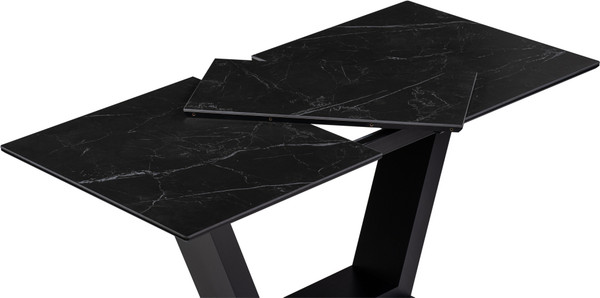 Изображение товара Обеденный стол Woodville Иматра 140/180х80х76 (черный мрамор/черный кварц)