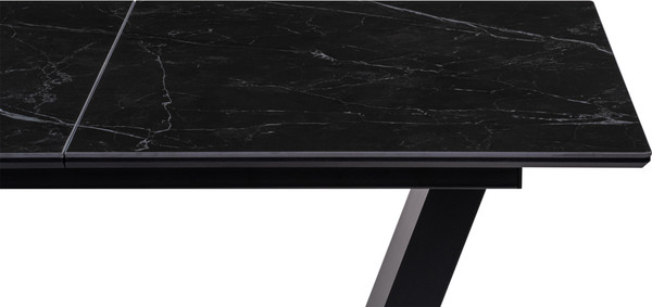 Изображение товара Обеденный стол Woodville Иматра 140/180х80х76 (черный мрамор/черный кварц)