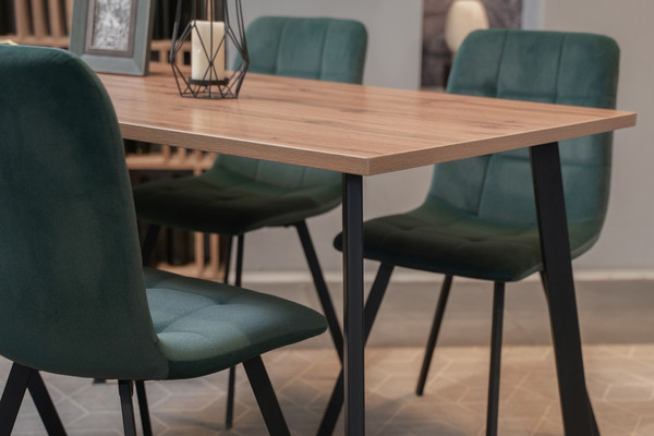 Изображение товара Обеденный стол Notta Тринити Лофт 120х80 25 мм (дуб делано темный/черный матовый)