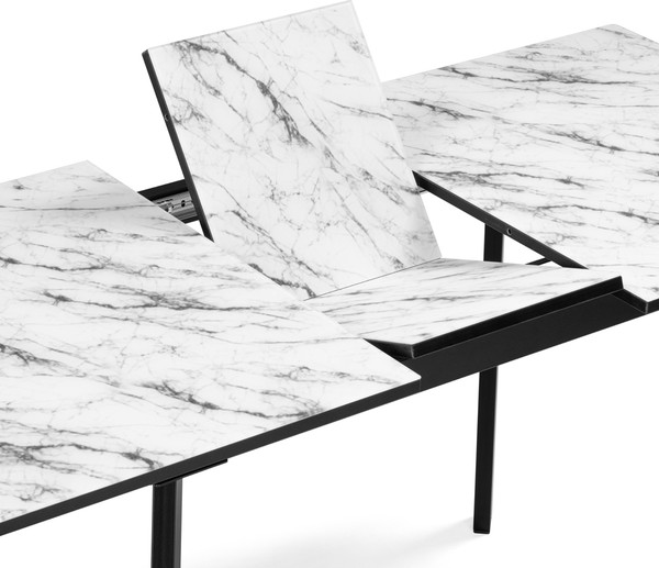 Изображение товара Обеденный стол Woodville Агни 110/140х68х76 (мрамор белый/черный матовый)