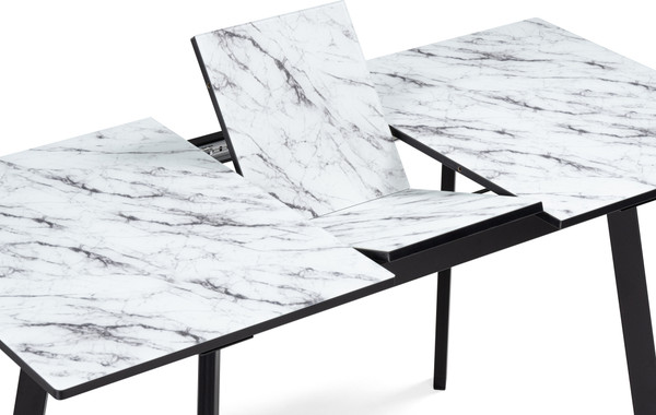 Изображение товара Обеденный стол Woodville Агни 110/140х68х76 (мрамор белый/черный матовый)