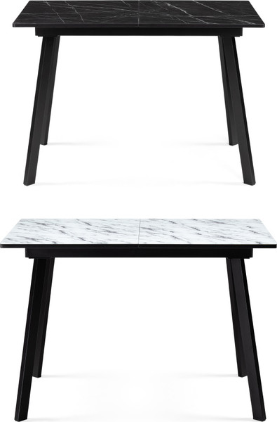 Изображение товара Обеденный стол Woodville Агни 110/140х68х76 (мрамор белый/черный матовый)