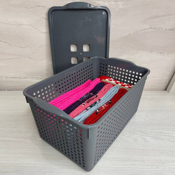 Изображение товара Корзина Мультидом Лофт 644 108 (серый, с крышкой)