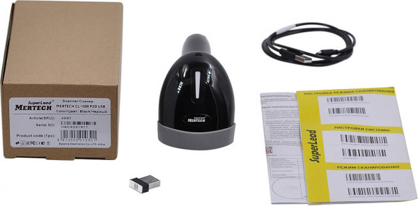 Изображение товара Сканер штрих-кода Mertech CL-1300 GS BLE Dongle P2D USB (черный)