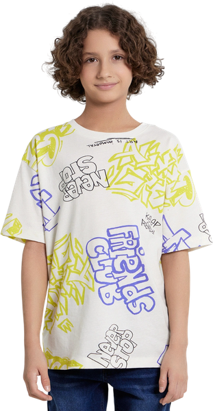 Изображение товара Футболка детская Mark Formelle 113384 (р.140-68, граффити на молочном)