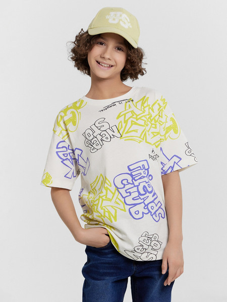 Изображение товара Футболка детская Mark Formelle 113384 (р.146-72, граффити на молочном)