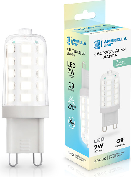 Изображение товара Лампа Ambrella LED G9 7W 4000K 220-240V / 100704