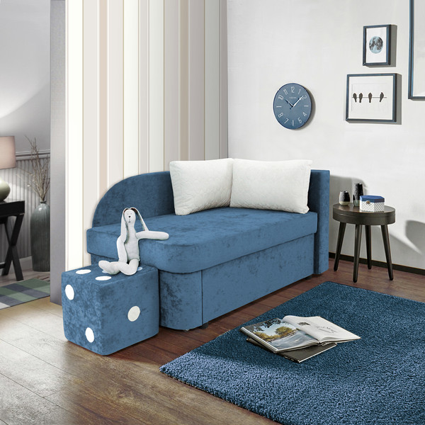 Изображение товара Тахта Аквилон Умка правый (бали 17 синий, бали 01 белый)