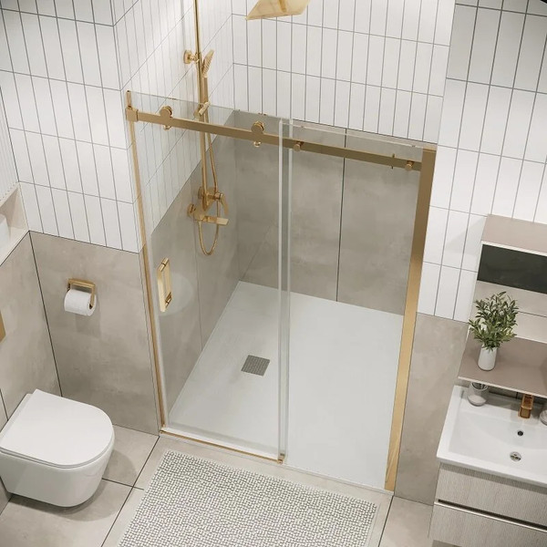 Изображение товара Душевая дверь Grossman Classic 100.K33.04.130.32.00 130х195 (золото сатин/стекло прозрачное)