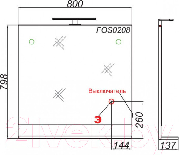 Изображение товара Зеркало Aqwella Foster 80 / FOS0208DS