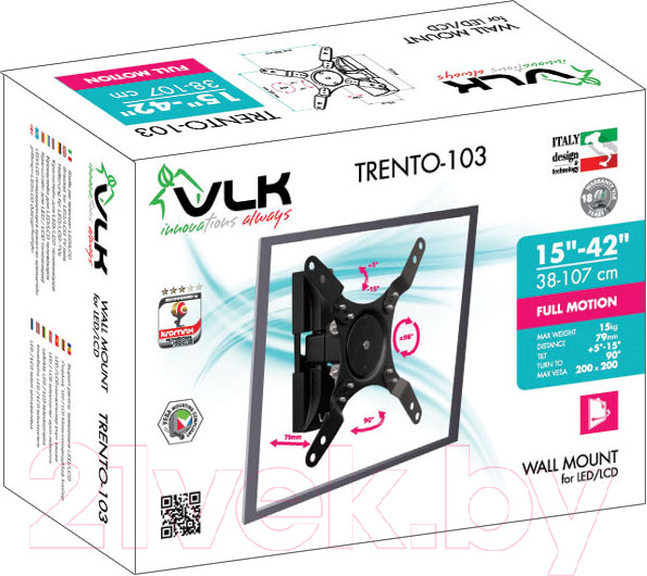 Изображение товара Кронштейн для телевизора VLK Trento-103 (черный)