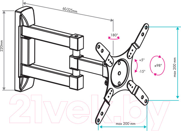 Изображение товара Кронштейн для телевизора VLK Trento-105 (черный)