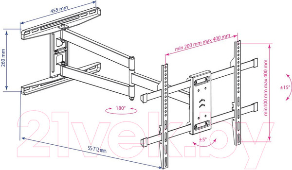 Изображение товара Кронштейн для телевизора Kromax DIX-20 (черный)