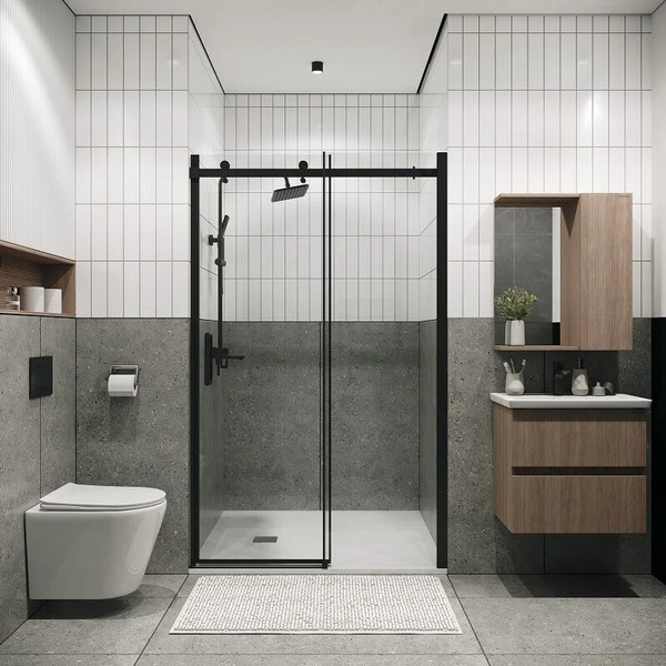 Изображение товара Душевая дверь Grossman Classic 100.K33.04.160.21.00 160х195 (черный матовый/стекло прозрачное)