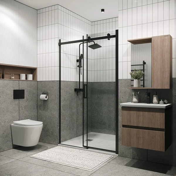 Изображение товара Душевая дверь Grossman Classic 100.K33.04.140.21.00 140х195 (черный матовый/стекло прозрачное)