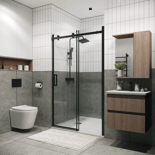 Изображение товара Душевая дверь Grossman Classic 100.K33.04.140.21.00 140х195 (черный матовый/стекло прозрачное)