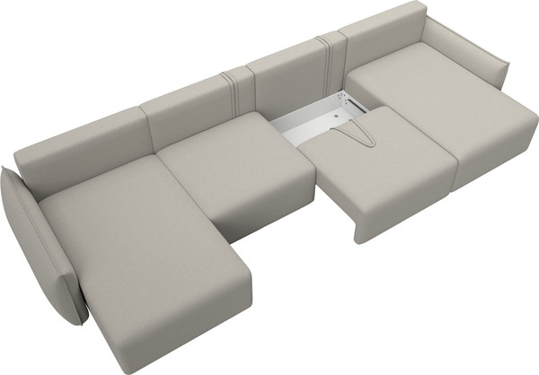 Изображение товара Диван П-образный Лига Диванов Лига-051 НПБ лонг / 128685 (рогожка амур 02 бежевый)