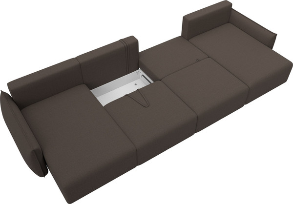 Изображение товара Диван П-образный Лига Диванов Лига-051 НПБ лонг / 128686 (рогожка амур 05 коричневый)