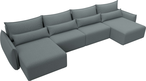 Изображение товара Диван П-образный Лига Диванов Лига-051 НПБ лонг / 128687 (рогожка амур 07 серый)