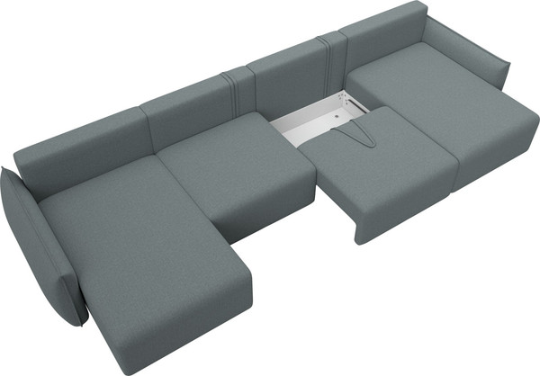 Изображение товара Диван П-образный Лига Диванов Лига-051 НПБ лонг / 128687 (рогожка амур 07 серый)