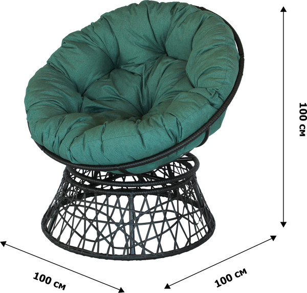 Изображение товара Кресло садовое Garden Story Папасан / 45123МТ (черный/зеленый)