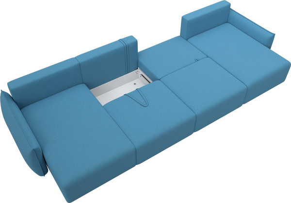 Изображение товара Диван П-образный Лига Диванов Лига-051 НПБ лонг / 128688 (рогожка амур 10 голубой)