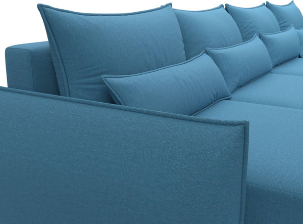 Изображение товара Диван П-образный Лига Диванов Лига-051 НПБ лонг / 128688 (рогожка амур 10 голубой)