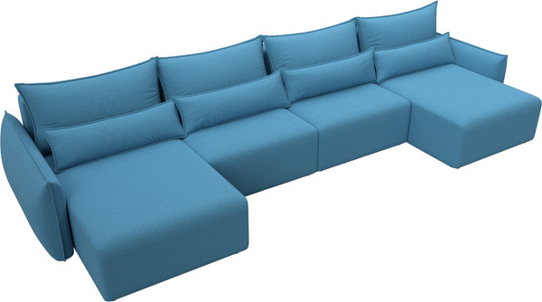 Изображение товара Диван П-образный Лига Диванов Лига-051 НПБ лонг / 128688 (рогожка амур 10 голубой)