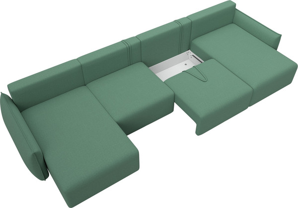Изображение товара Диван П-образный Лига Диванов Лига-051 НПБ лонг / 128689 (рогожка амур 11 зеленый)