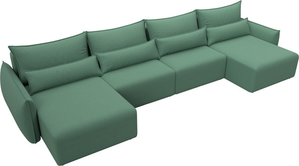Изображение товара Диван П-образный Лига Диванов Лига-051 НПБ лонг / 128689 (рогожка амур 11 зеленый)