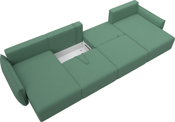 Изображение товара Диван П-образный Лига Диванов Лига-051 НПБ лонг / 128689 (рогожка амур 11 зеленый)