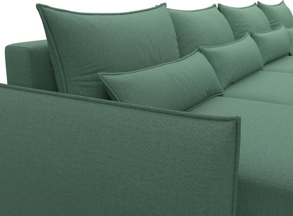 Изображение товара Диван П-образный Лига Диванов Лига-051 НПБ лонг / 128689 (рогожка амур 11 зеленый)