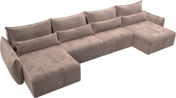 Изображение товара Диван П-образный Лига Диванов Лига-051 НПБ лонг / 128691 (велюр Tower 05 бежевый)