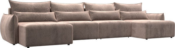 Изображение товара Диван П-образный Лига Диванов Лига-051 НПБ лонг / 128691 (велюр Tower 05 бежевый)