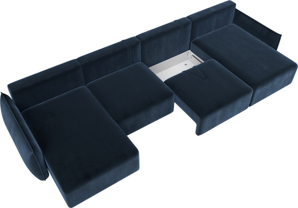 Изображение товара Диван П-образный Лига Диванов Лига-051 НПБ лонг / 128692 (велюр Tower 13 синий)
