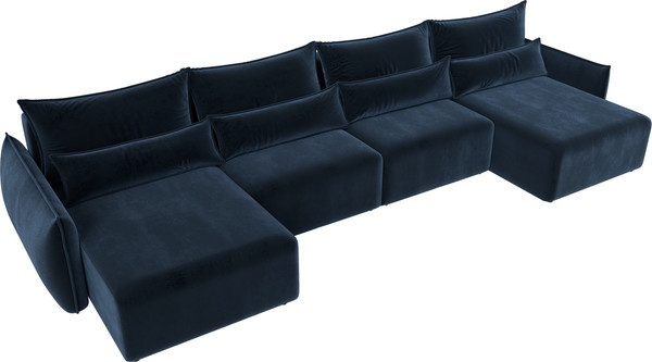Изображение товара Диван П-образный Лига Диванов Лига-051 НПБ лонг / 128692 (велюр Tower 13 синий)