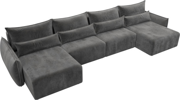 Изображение товара Диван П-образный Лига Диванов Лига-051 НПБ Лонг / 128693 (велюр Tower 10 серый)