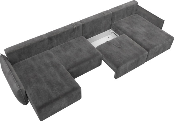 Изображение товара Диван П-образный Лига Диванов Лига-051 НПБ Лонг / 128693 (велюр Tower 10 серый)