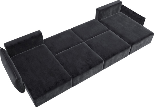 Изображение товара Диван П-образный Лига Диванов Лига-051 НПБ лонг / 128694 (велюр Tower 11 темно-серый)