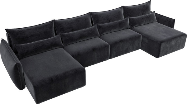 Изображение товара Диван П-образный Лига Диванов Лига-051 НПБ лонг / 128694 (велюр Tower 11 темно-серый)