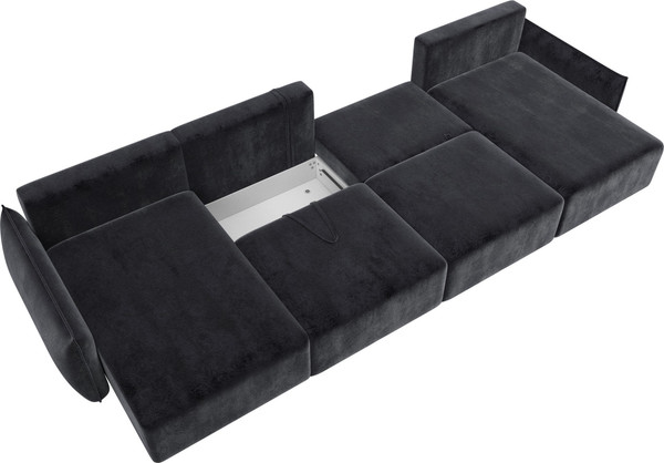 Изображение товара Диван П-образный Лига Диванов Лига-051 НПБ лонг / 128694 (велюр Tower 11 темно-серый)