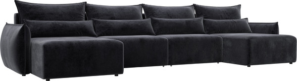 Изображение товара Диван П-образный Лига Диванов Лига-051 НПБ лонг / 128694 (велюр Tower 11 темно-серый)